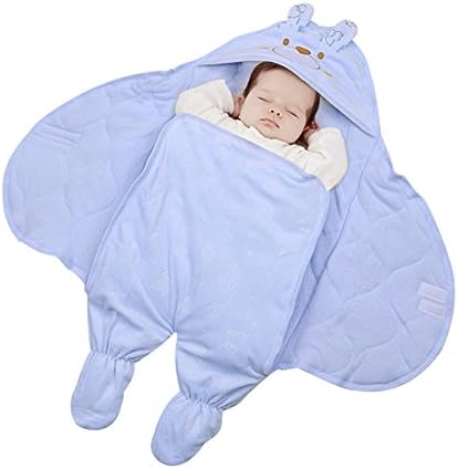 Newborn Baby Dual Use Swaddle Blanket- Soft Unisex Stroller Bears Thicken Sleeping Bag for Boys or Girls, 0-8 Months(Blue)
