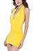 Sexinn Women Halterneck and Backless Sexy Lingerie with G-string Yellow