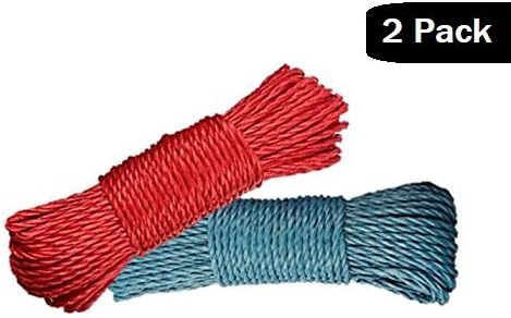 UrbHome Rope Multi Purpose Rope Size 3/16 by 100 Feet(Assorted Colors) 2 Pack (100 Feet 2 Pack)