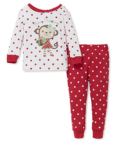 Little Me Baby Girls' Holiday 2 Piece Pajama, Happy Monkey, 24 Months