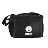NFL Pittsburgh Steelers Insulated Lunch Cooler Bag with Zipper Closure, Black