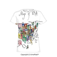 PUTIEN Over Print T-Shirt,Women