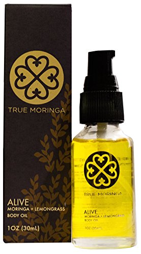 True Moringa Oil (Alive - Lemongrass), 100% Pure Cold-Pressed Moringa Oil for Face, Body, Hair, 1 oz.(30 mL)