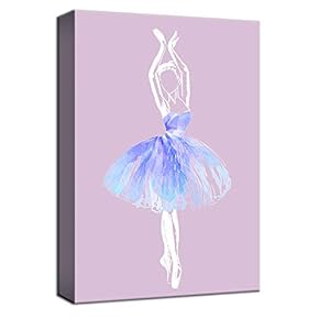 Canvas Wall Art Ballet Dancer in Blue Painting Artwork for Home Decor Framed - 12x18 inches