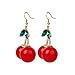 Qpower 1 Pair Women Fashion Cherry Drop Dangles Rhinestone Ear Studs Earrings