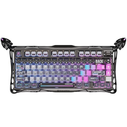 GravaStar Mercury K1 Pro Gaming Tastatur BT5.0/2.4G/USB-C, 75% Gasket Hot-Swap-fähiger Mechanische Tastatur Kabellos mit RGB-Hintergrundbeleuchtung, W
