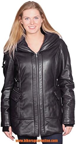 WOMEN'S MID-LENGTH PARKA BUTTER SOFT LAMB LEATHER JACKET VERY WARM 4 POCKETS NEW (M Regular)