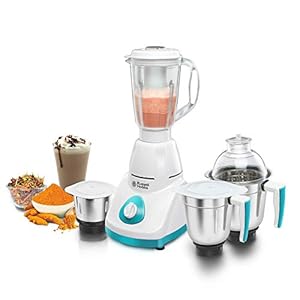 Russell Hobbs Livia750 (750 Watt) Full Copper Motor Mixer Grinder with 3 Stainless Steel Jar + 1 Juicer Jar (White)