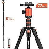 Geekoto Tripod, Camera Tripod for DSLR, Compact 77’’ Aluminum Tripod with 360 Degree Ball Head and 8kgs Load for Travel and Work