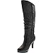 Top Moda PAGE-65 Women's Knee High Round Toe Lace-up Slouched High Heel Boots