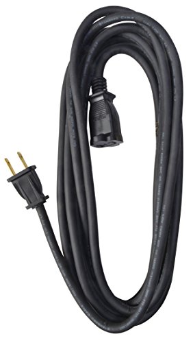 Coleman Cable 02210 16/2-Wire Gauge Vinyl Outdoor Extension Cord, 15-Foot, Black