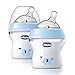 Chicco NaturalFit Newborn Gift Set - Blue Deco, 4 Pack Baby Bottle Set Plus Orthodontic Pacifier with Soft-Flex Silicone Nipple
