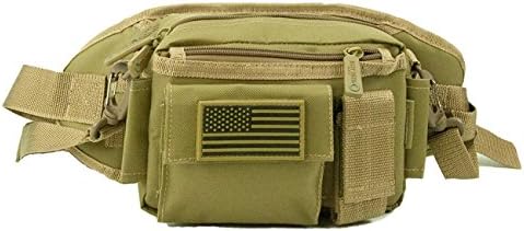 [IMPACK] RF1106 2 IN 1 Tactical Camouflage Military Molle Pouch Utility Gadget Waist Fanny Pack Cross bag (TAN)