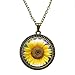 Antique Bronze Finish With Cable Chain Sunflower Vintage Style Pendant Necklace Personalized Necklace