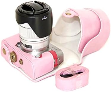 VIXFANNY Protective Vintage PU Leather Camera Case Bag with Neck Strap for Fujifilm XA3 DSLR Camera with 16-50mm Lens - Pink
