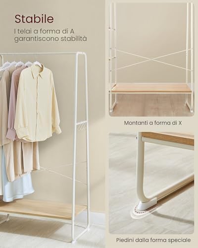 Stand Appendiabiti con Scarpiera, 5 Ripiani Portaoggetti
