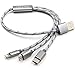 3 in 1 USB Cable 1ft Multiple USB Cable Cord 35cm Nylon Braided Multiple Universal Type c USB Cable for Nexus 6P ChromeBook Android-Grey