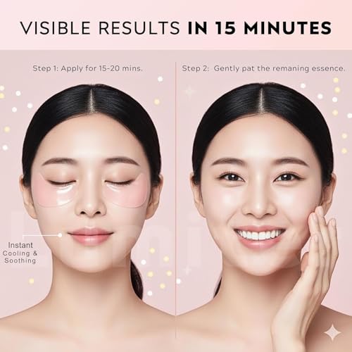 PDRN Caffeine Eye Patches for Dark Circles & Puffiness | Hydrating Under Eye Mask with Hyaluronic Acid & Niacinamide | Reduce Fine Lines & Brighten Tired Eyes - (60Patche) (Rose pink)