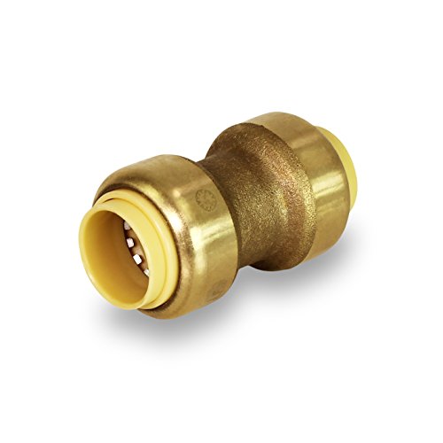 Pushlock UPSC1 Straight Coupling Pipe Fittings Push to Connect Pex Copper, CPVC, 1 Inch, Brass