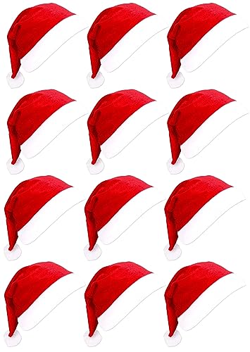 12/24/48/108pcs Santa Hats, Bulk Santa Hats for Adults and Little One, Red Classic Christmas Caps, Gorros De Navidad
