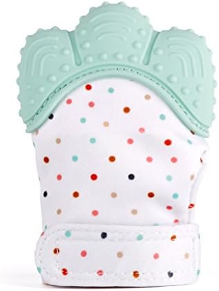 Seeshine Food Grade Silicone Molar Gloves Voices Baby Gloves Baby Teething Mitten(Mint Green)
