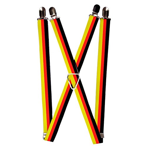 Black Red Yellow Horizontal Stripes Suspenders
