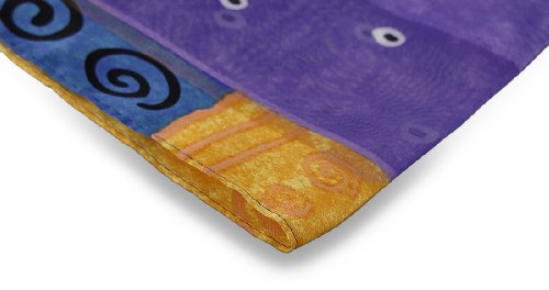 Laurel Burch Silk Womens Fashion Scarves Lbs194 Laurel Burch Cat Dream Believers Silk Scarf 54 X 11.5 In. Purple