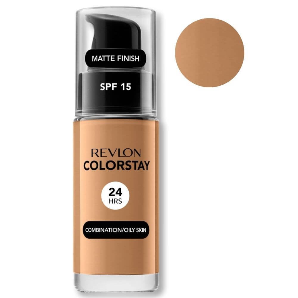 Revlon Colorstay Liquid Foundation Makeup Combination/Oily Skin SPF 15, Longwear Medium-Full Coverage With Matte Finish, Caramel (400), 30 Ml