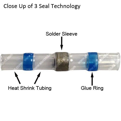 Water & Wood 50pcs Waterproof Solder & Seal Heat Shrink Butt Connectors with Soldering Sleeve - Thumbnail 2
