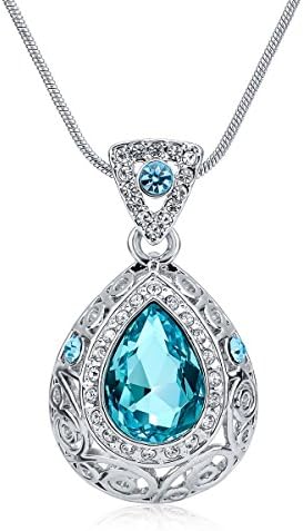 NALAN Teardrop Vintage Water-drop Swarovski Element Austrian Crystal Jewelry Pendant Necklace For Women(Blue)
