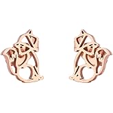 Cute Fox Stud Earrings for Women Teen Girls Stainless Steel Hollow Animal Cartilage Tiny Studs Earring Simple Jewelry Gifts Birthday Christmas