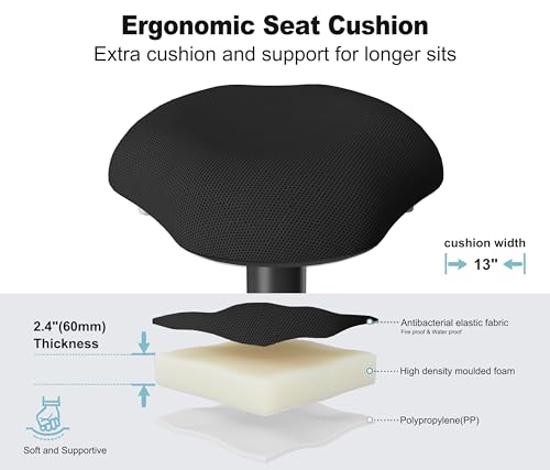 ERGO COLLECT Standing Stool with Rocker Function - Ergonomic Desk Stool Height Adjustable (59-84 cm) & Non-Slip Base, Swivel Chair for Office, Teaching, Home (Dark Walnut)