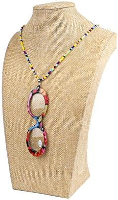 Portable Reading Glasses Color Print Hawaiian Style Bead Strand Necklace Eyewear Light Eyewear Feminine Eye Disorders (3.5 x)