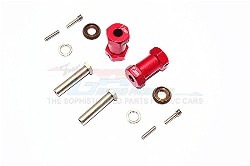 Axial RR10 Bomber Upgrade Parts Aluminum Wheel Hex Adapters 23mm Width (Use For 4mm Thread Wheel Shaft & 5mm Hole Wheel) - 1Pr Set Red