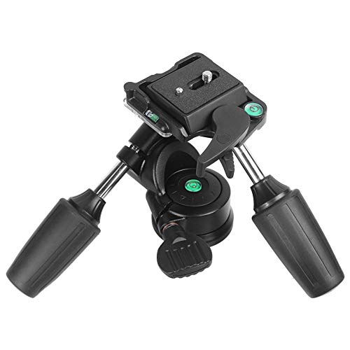 Tripod Pan Head and Tilt Head Professional 3 Way Pan with 1/4-Inch Threaded Quick Release Plate for Tripod, Monopod, Camera Slider, DSLR Camera, Camcorder