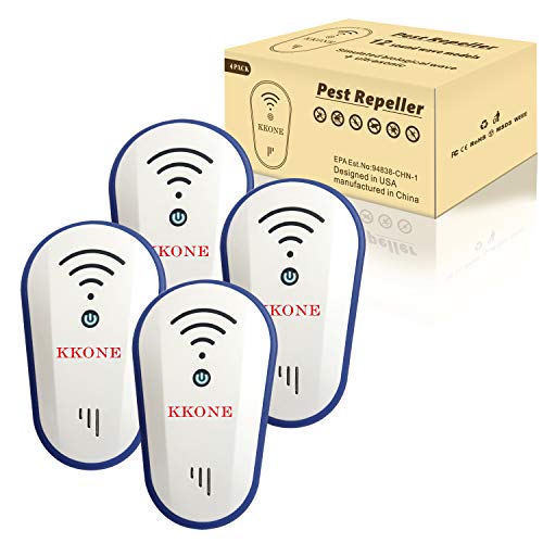 KKONE Ultrasonic Pest Repeller 4 Packs, 2021 Upgraded Pest Control Reject Devices Electronic Plug in Repellent Defender Home Indoor for Rat Mosquito Mice Spider Ant Roaches Bugs Flea Insect