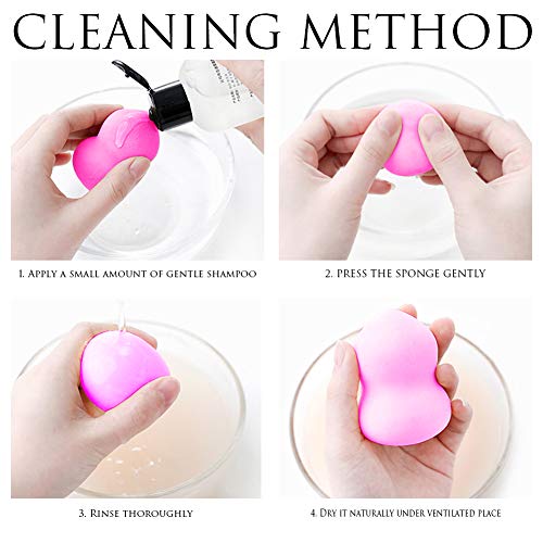 BEAKEY 6 Pcs Makeup Sponge Set Blender Beauty Foundation Blender Sponge, Multi-colored Non-Latex Blending Sponge for Foundation, Professional Beauty Makeup Set for Dry & Wet Use