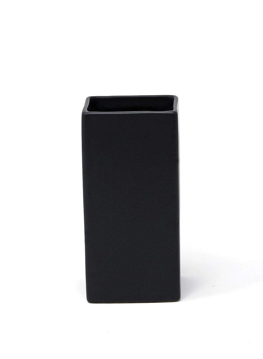 Serene Spaces Living Square Matte Black Ceramic Vase Modern