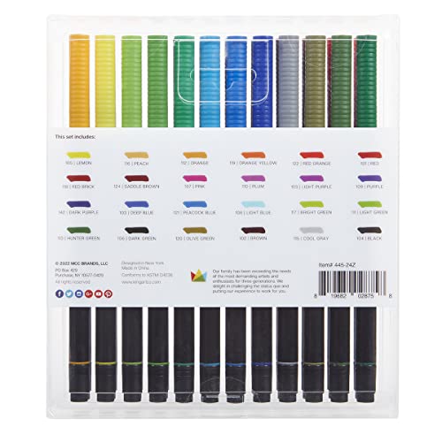 KINGART PRO Dual TwinTip Brush Pens, Set of 24 Unique & Vivid Colors