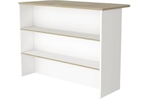 FM FURNITURE Crete Kitchen Island, White/Light Pine