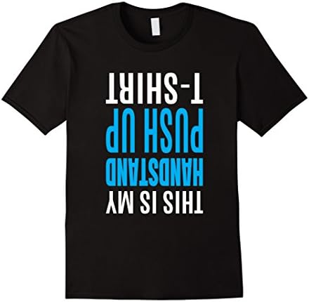 Mens Yoga Tees: Handstand Push Up T-Shirt Large Black