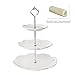 MyGift Decorative 3 Tier White Ceramic Tea Party Serving Platter Cupcake Dessert Stand
