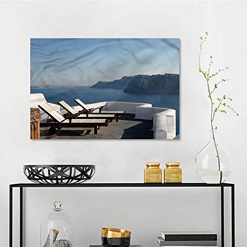 Anzhutwelve Outdoor Nature Inspiration Poster Wilderness Travel,Sunlounger Terrace Santorini 32"x24" for Boys Room Baby Nursery Wall Decor Kids Room Boys Gift