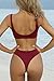QINSEN Hipsters Sexy Scoop Neck Cropped Top Bandage 2PCS Swimsuit Bikini Sets Wine XL