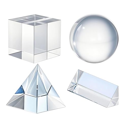 QFkris Prismen-Set für Fotografien, bestehend aus 50 mm Kristallkugel, 50 mm Kristallwürfel, 50 mm dreieckigem Prisma, 50 mm optische Pyramide mit Wis