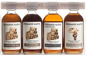 Runamok Organic Maple Syrup Sampler | Smoke + Barrels Vermont Maple Syrup Pairing Collection | 2 oz (4 count) | 60mL | Unique Smoked and Barrel Aged Maple Syrup I Real Maple Syrup