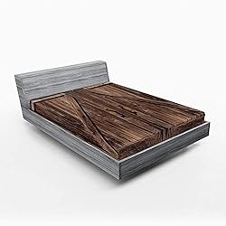 Ambesonne Rustic Fitted Sheet Set, Wooden Barn Door