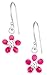 Hypoallergenic Sterling Silver Crystal Pink Daisy Flower Dangle Earrings for Kids (Nickel Free)