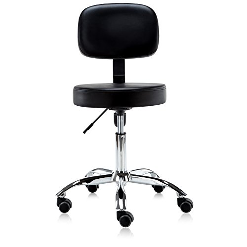 Dr.lomilomi Multi-adjustable Hydraulic Rolling Medical Massage Stool Chair with Backrest 501 (Black)