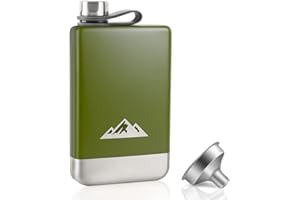 KWANITHINK Flasks for Liquor, Stainless Steel 8oz Hip Flask with Funnel, Whiskey Flask with Integrated Steel Cap for Camping 